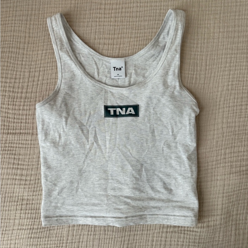 Aritzia TNA Light Gray Graphic Tank Top